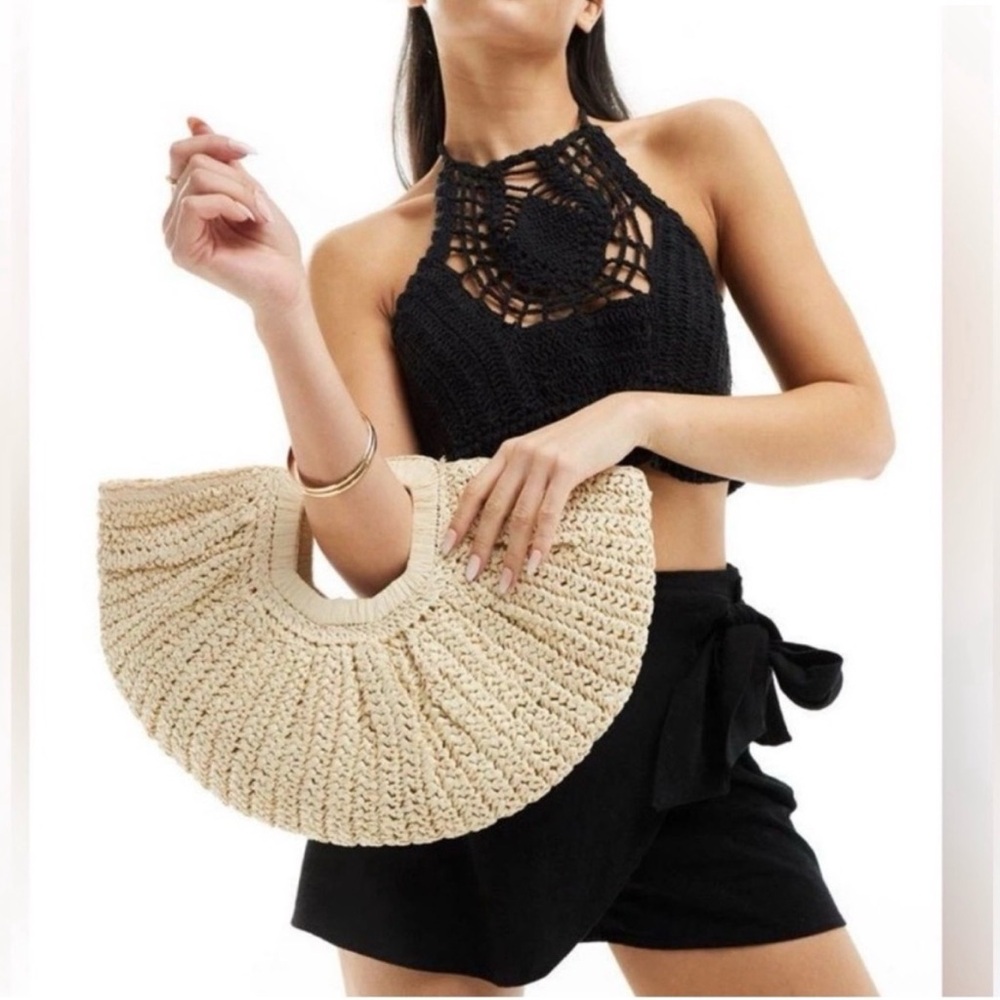 RAMLA Cream Woven Clutch